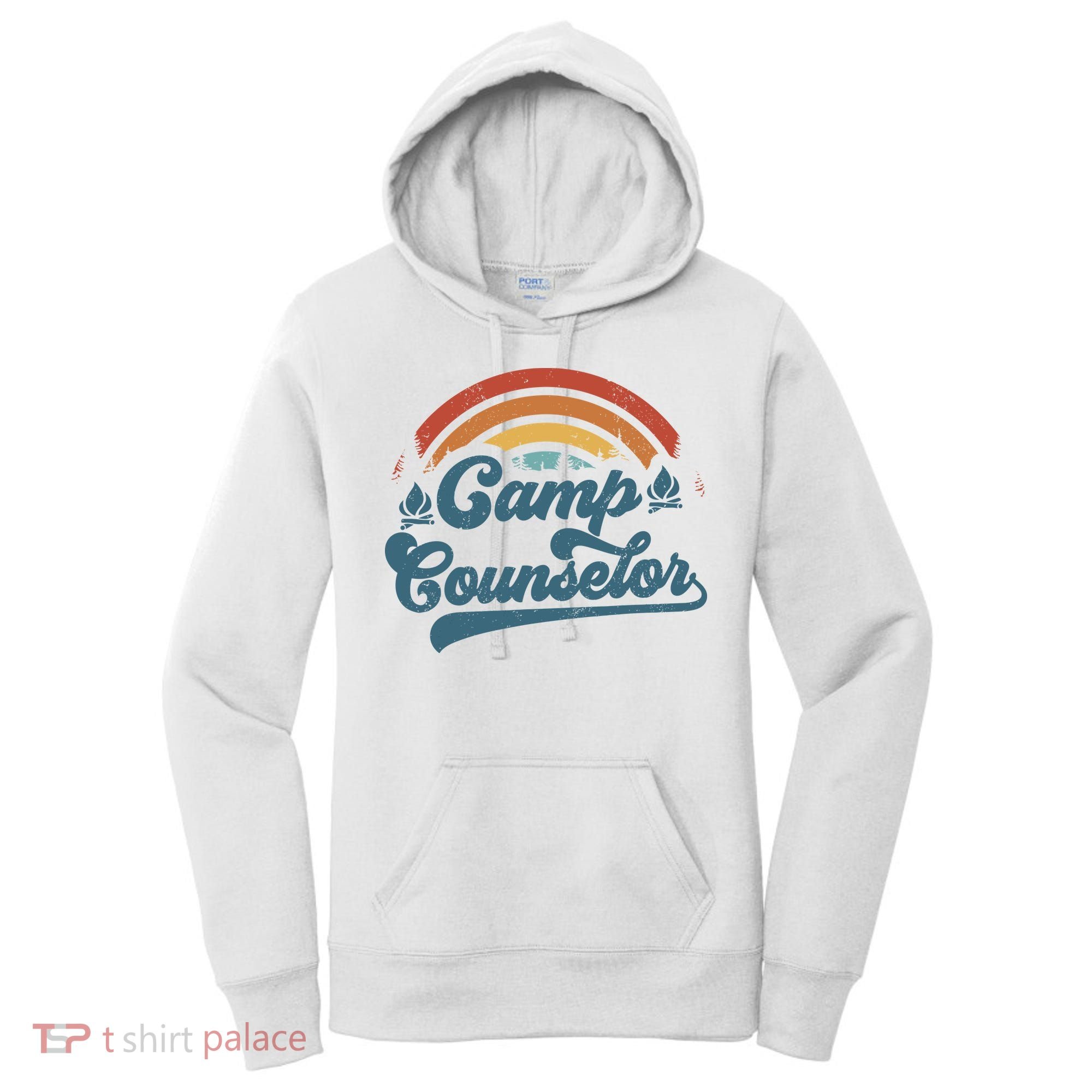 Summer Camp Counselor Staff Groovy Rainbow Camp Counselor Women's Hoodie
