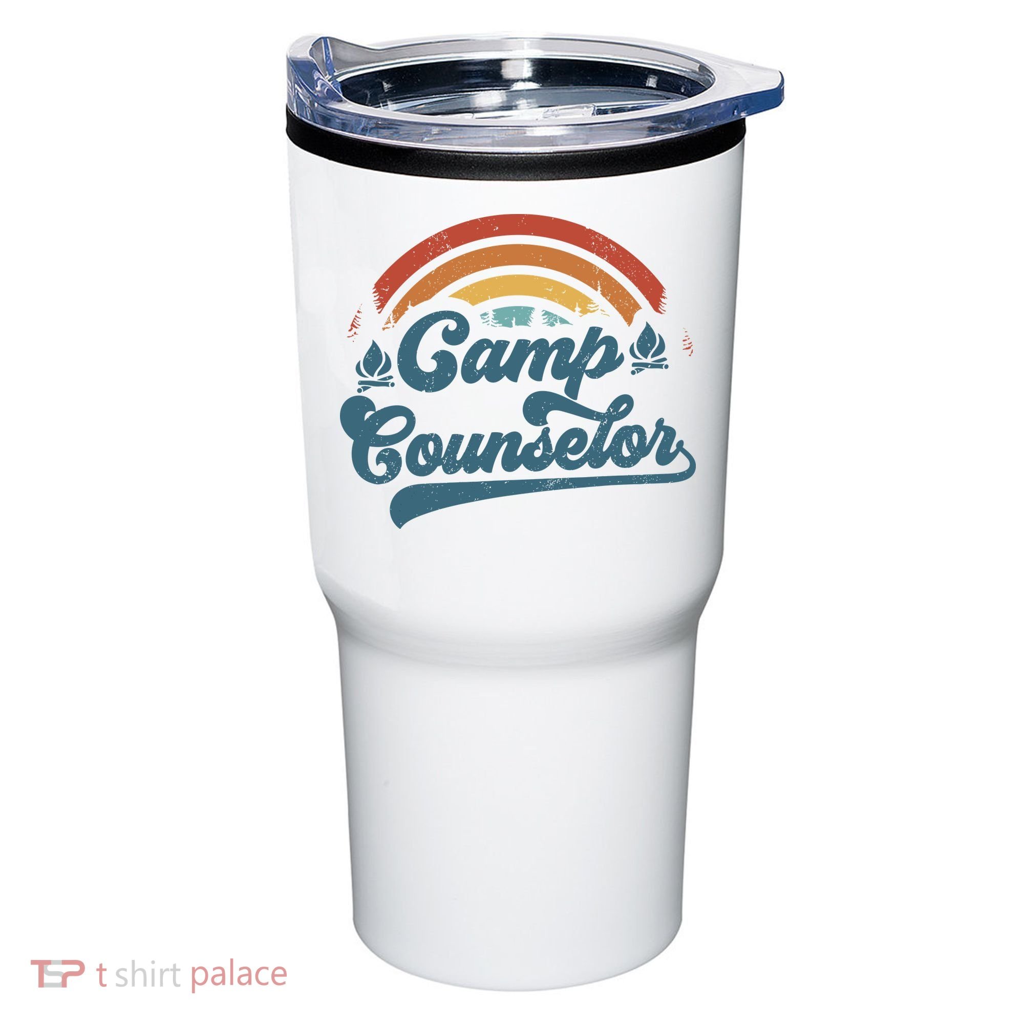 Summer Camp Counselor Staff Groovy Rainbow Camp Counselor Tumbler