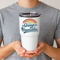 Summer Camp Counselor Staff Groovy Rainbow Camp Counselor Tumbler thumb 2