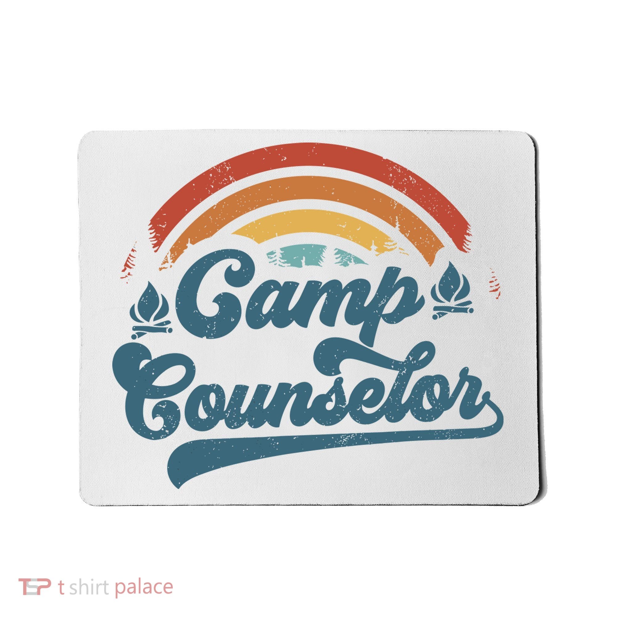 Summer Camp Counselor Staff Groovy Rainbow Camp Counselor Mousepad