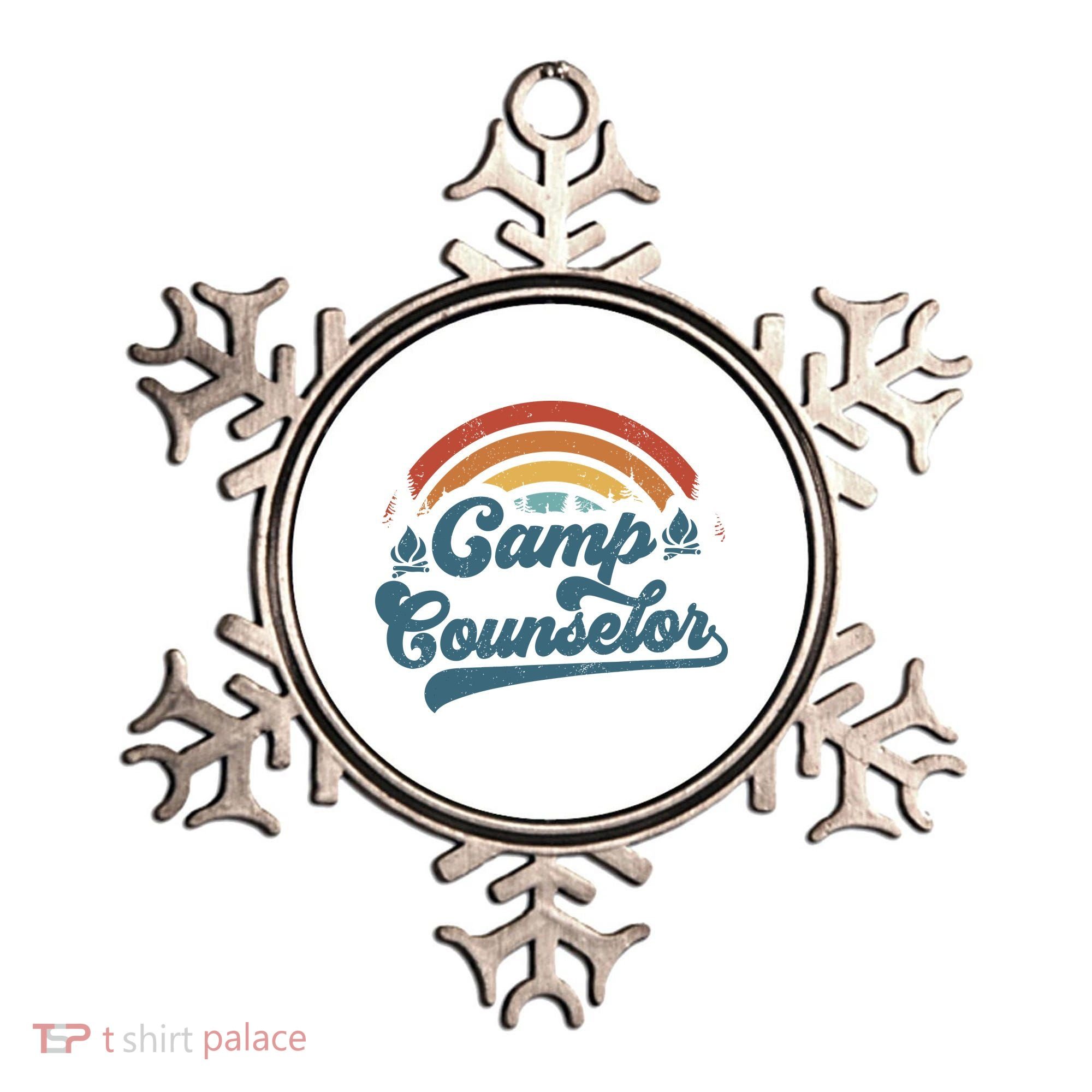 Summer Camp Counselor Staff Groovy Rainbow Camp Counselor Ornament