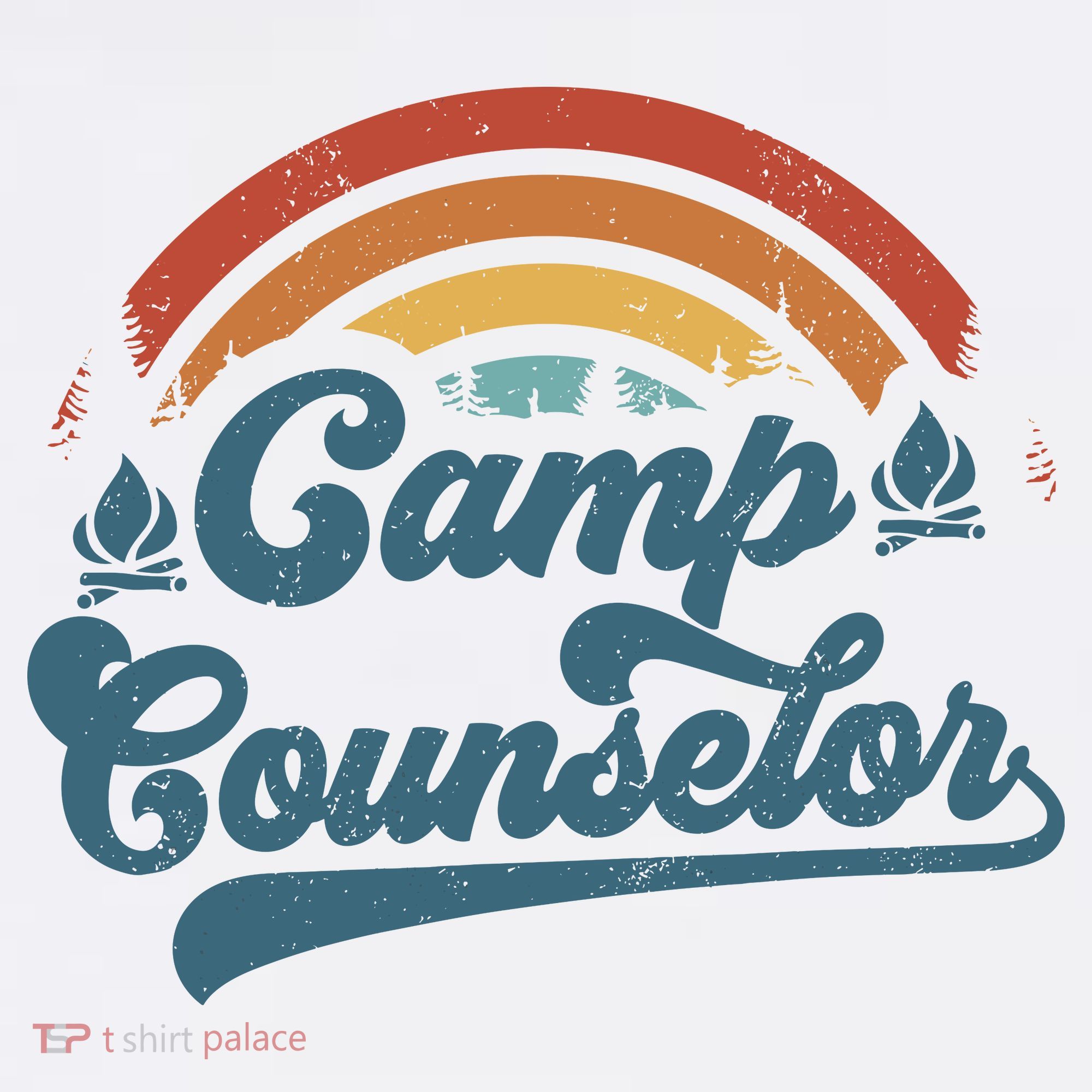 Summer Camp Counselor Staff Groovy Rainbow Camp Counselor Women's Tank Top
