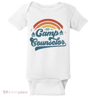 Summer Camp Counselor Staff Groovy Rainbow Camp Counselor Baby Bodysuit