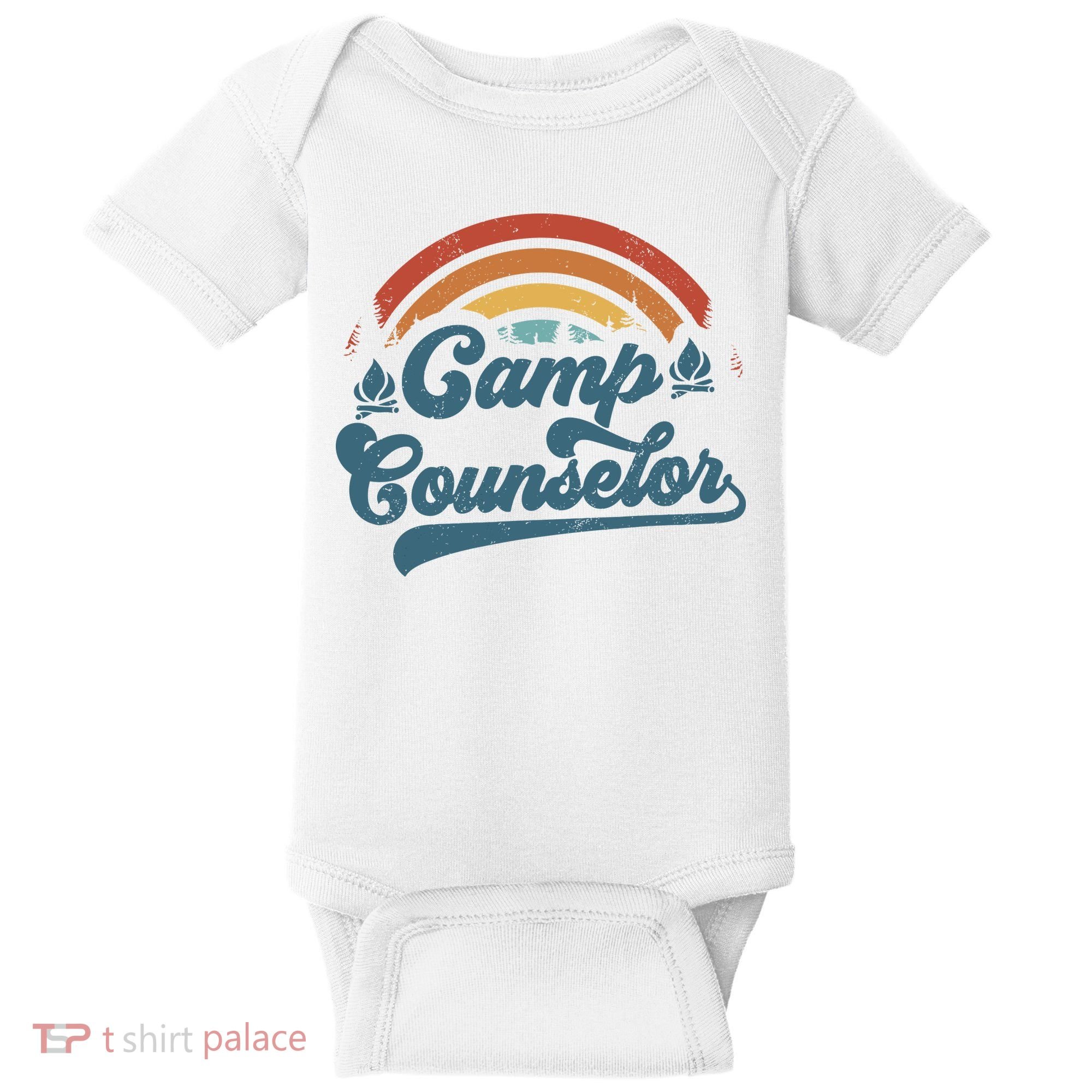 Summer Camp Counselor Staff Groovy Rainbow Camp Counselor Baby Bodysuit