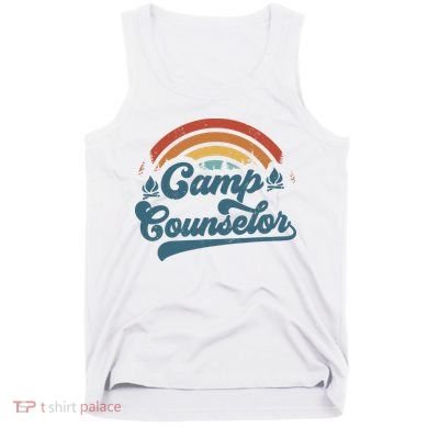 Summer Camp Counselor Staff Groovy Rainbow Camp Counselor Tank Top