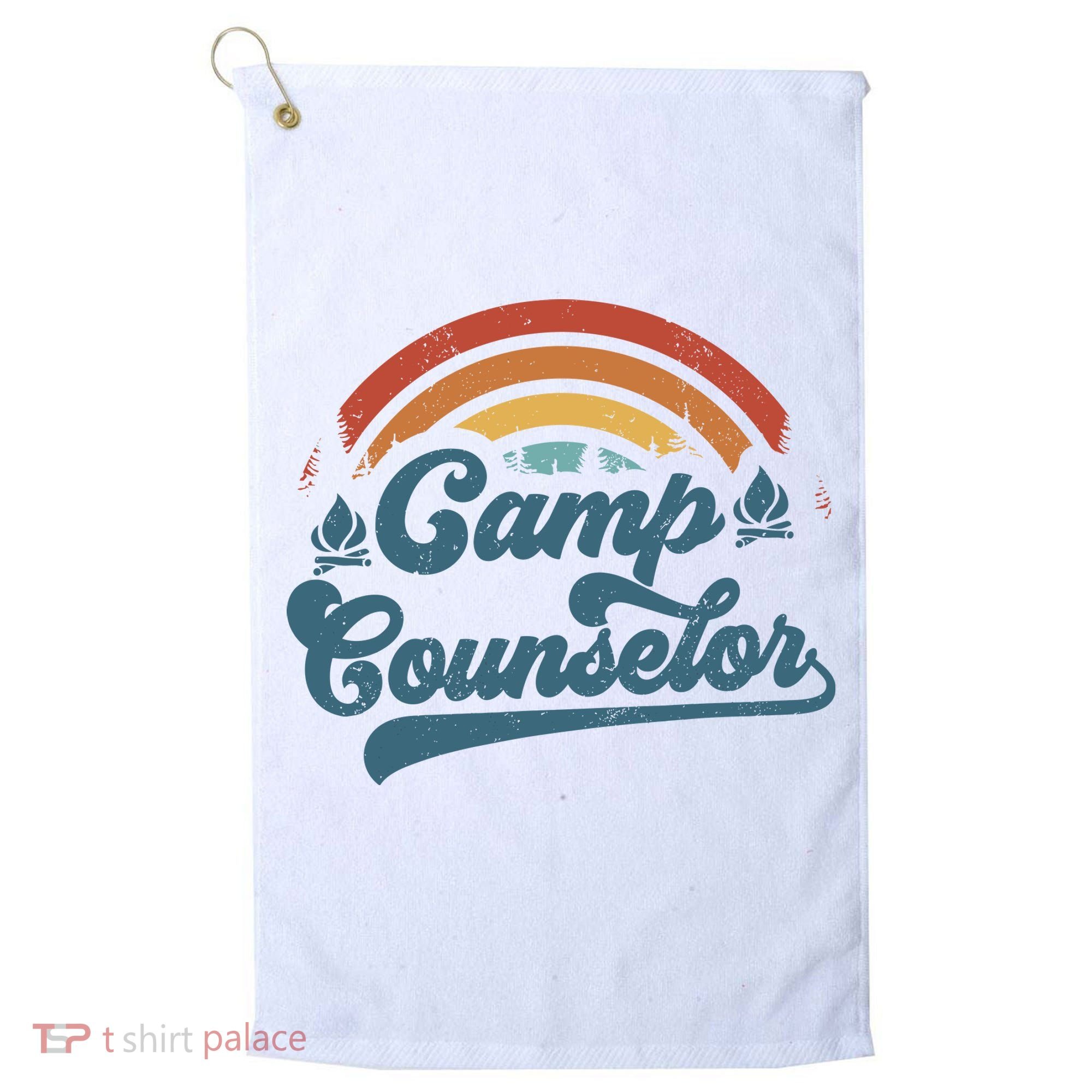 Summer Camp Counselor Staff Groovy Rainbow Camp Counselor Golf Towel