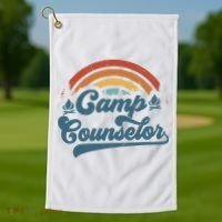 Summer Camp Counselor Staff Groovy Rainbow Camp Counselor Golf Towel thumb 1