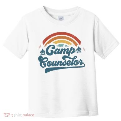 Summer Camp Counselor Staff Groovy Rainbow Camp Counselor Toddler T-Shirt