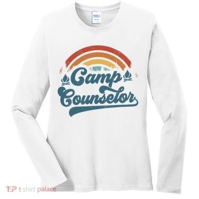 Summer Camp Counselor Staff Groovy Rainbow Camp Counselor Women's Long Sleeve Shirt