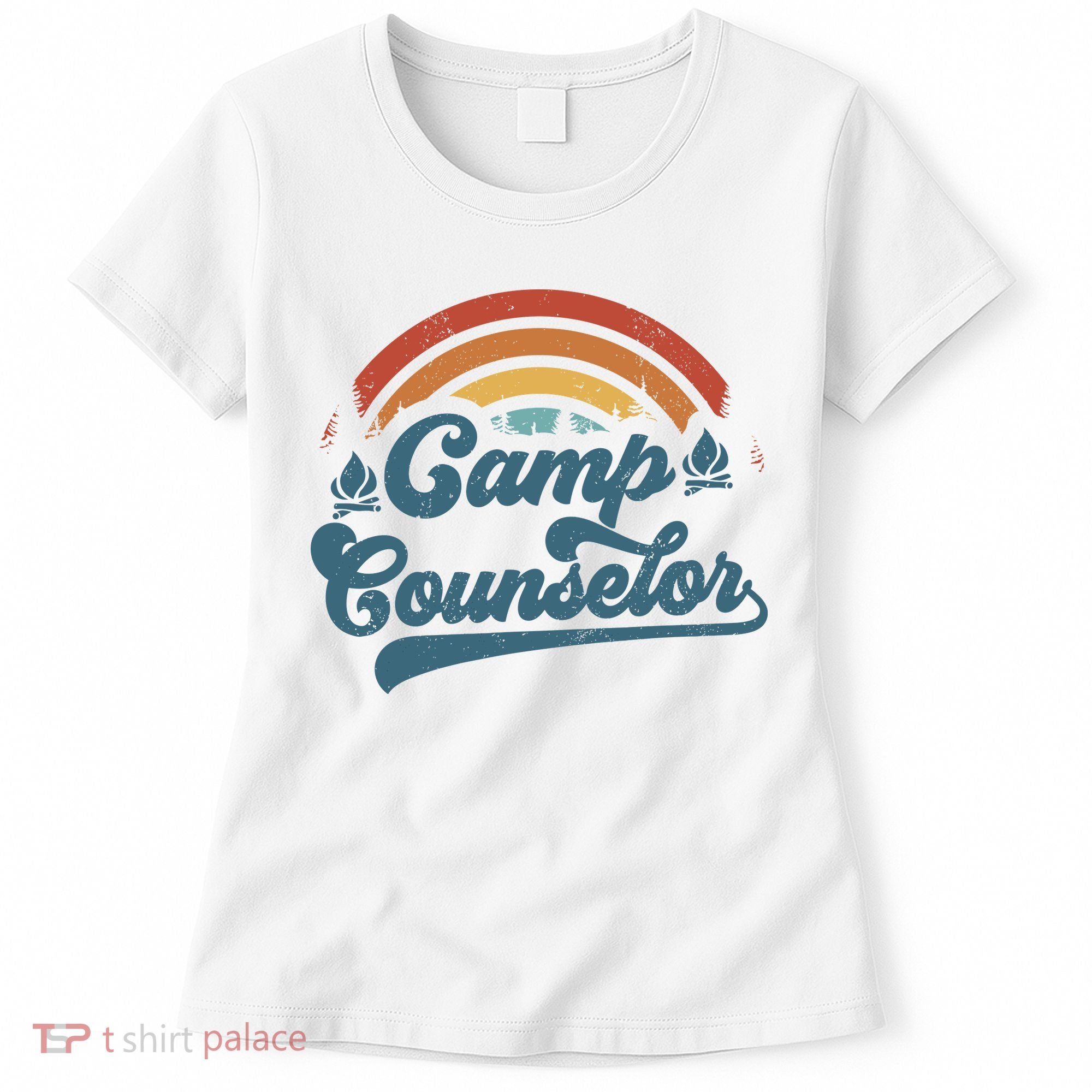 Summer Camp Counselor Staff Groovy Rainbow Camp Counselor Women's T-Shirt