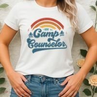 Summer Camp Counselor Staff Groovy Rainbow Camp Counselor Women's T-Shirt thumb 2