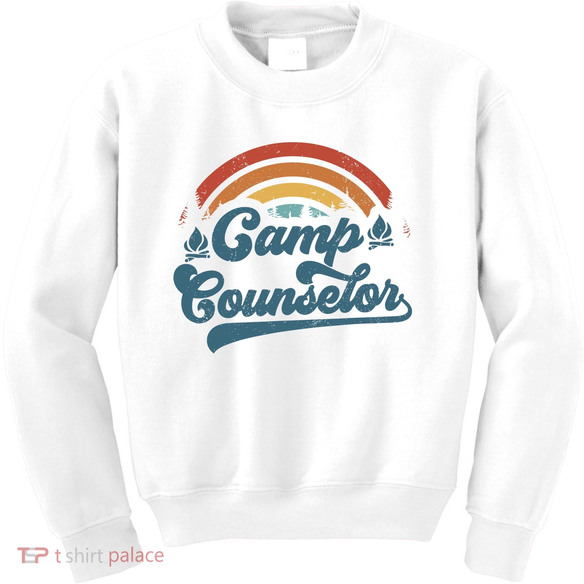 Summer Camp Counselor Staff Groovy Rainbow Camp Counselor Kids Sweatshirt