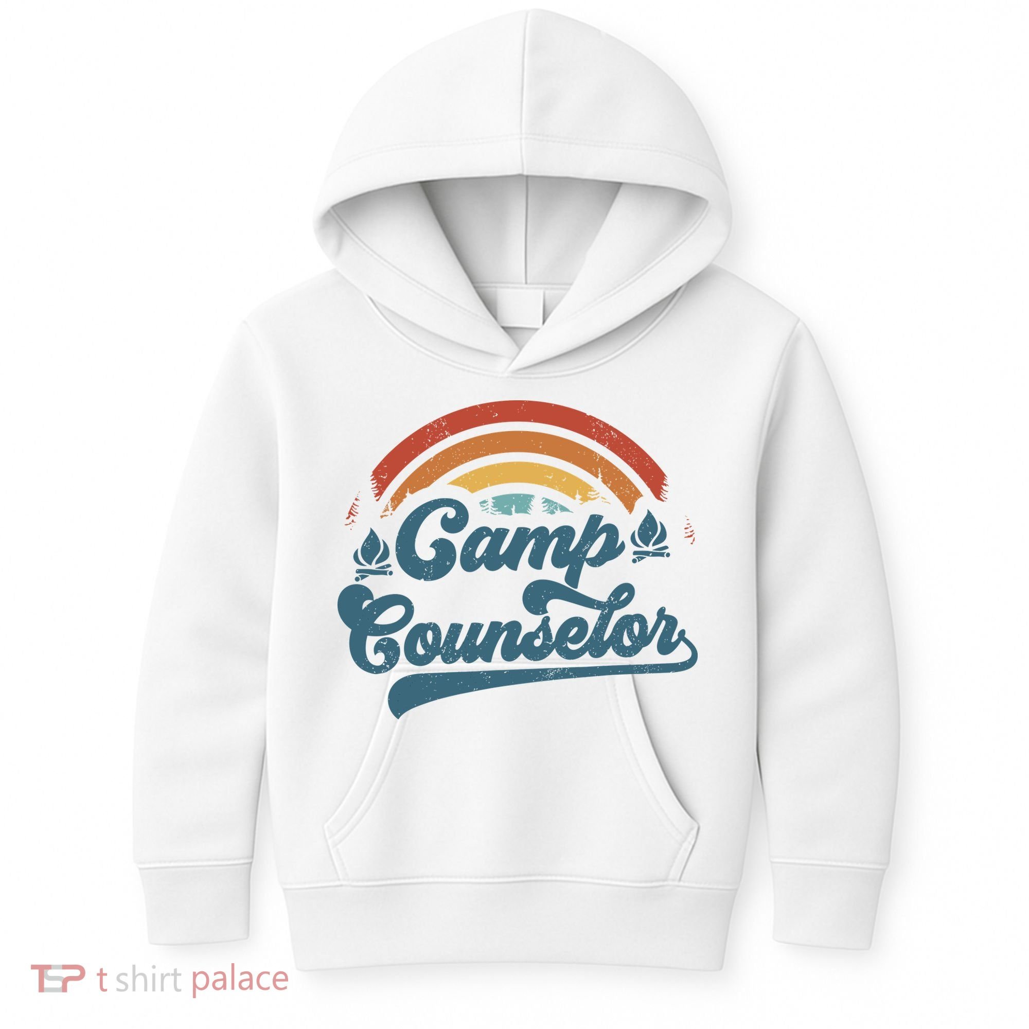 Summer Camp Counselor Staff Groovy Rainbow Camp Counselor Kids Hoodie