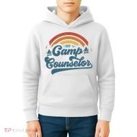 Summer Camp Counselor Staff Groovy Rainbow Camp Counselor Kids Hoodie thumb 4
