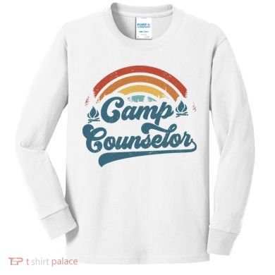 Summer Camp Counselor Staff Groovy Rainbow Camp Counselor Kids Long Sleeve Shirt
