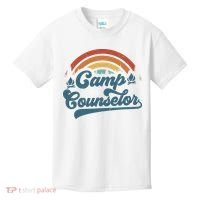 Summer Camp Counselor Staff Groovy Rainbow Camp Counselor Kids T-Shirt thumb 0