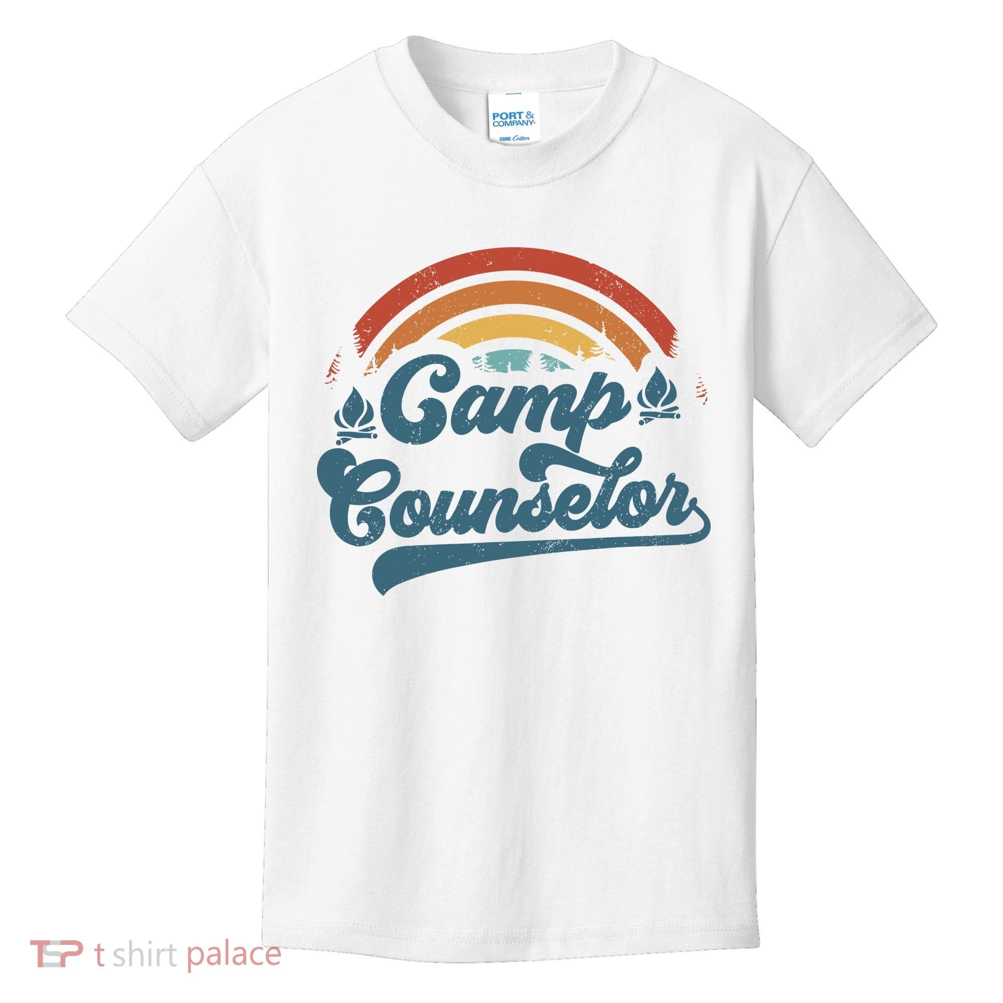 Summer Camp Counselor Staff Groovy Rainbow Camp Counselor Kids T-Shirt