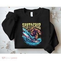 Santa Cruz California Summer Surfing Bigfoot Shark Sweatshirt thumb 2