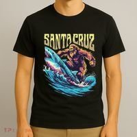 Santa Cruz California Summer Surfing Bigfoot Shark T-Shirt thumb 3