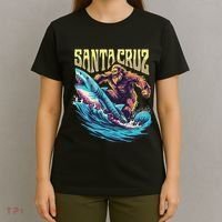 Santa Cruz California Summer Surfing Bigfoot Shark T-Shirt thumb 4