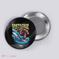 Santa Cruz California Summer Surfing Bigfoot Shark Button thumb 0