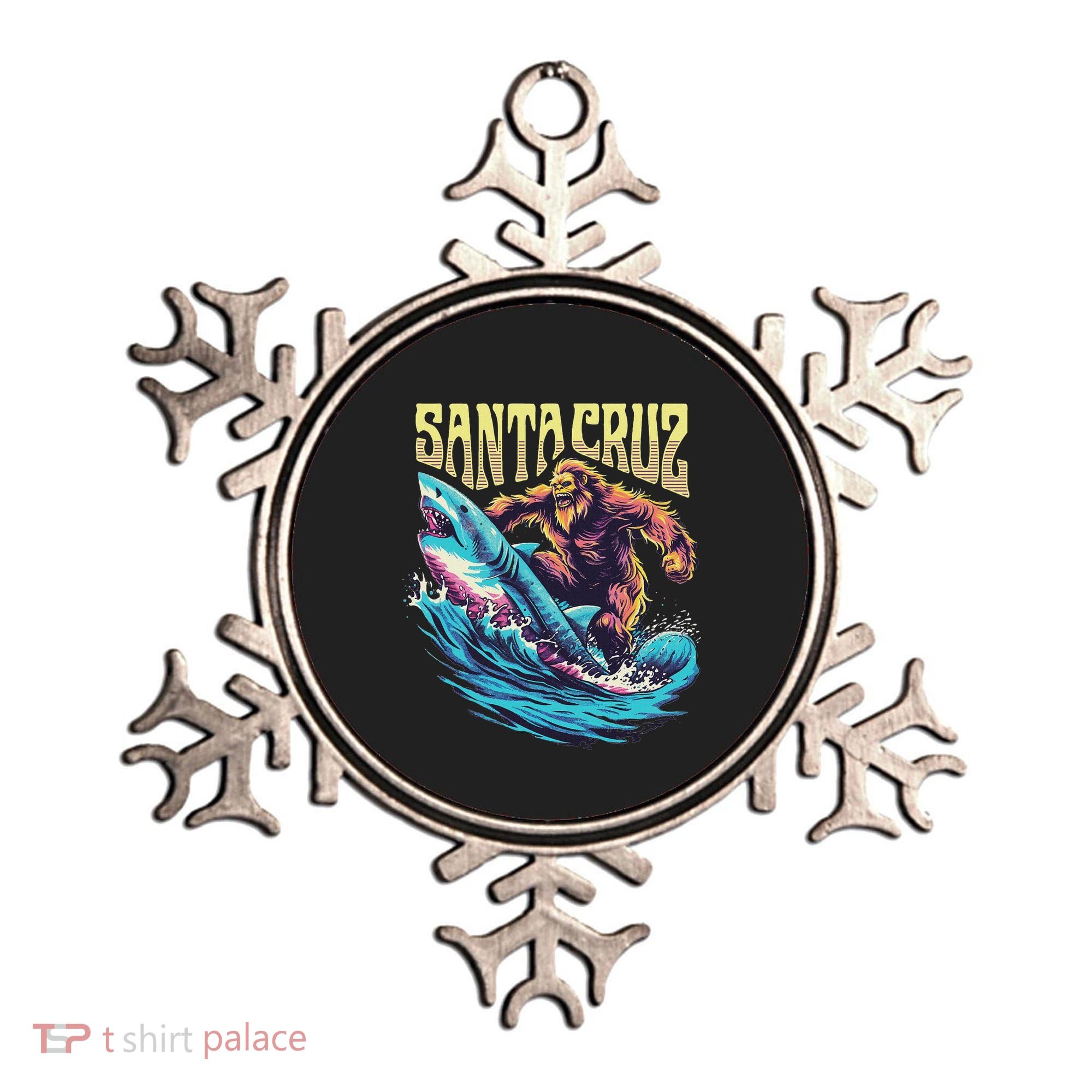 Santa Cruz California Summer Surfing Bigfoot Shark Ornament