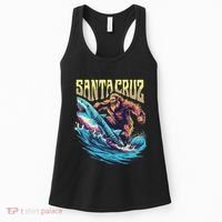 Santa Cruz California Summer Surfing Bigfoot Shark Women's Tank Top thumb 0