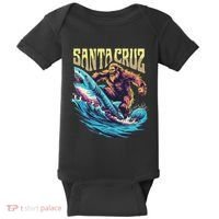 Santa Cruz California Summer Surfing Bigfoot Shark Baby Bodysuit thumb 0