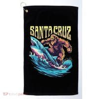 Santa Cruz California Summer Surfing Bigfoot Shark Golf Towel thumb 0