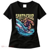 Santa Cruz California Summer Surfing Bigfoot Shark Women's T-Shirt thumb 0
