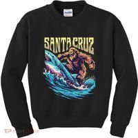 Santa Cruz California Summer Surfing Bigfoot Shark Kids Sweatshirt thumb 0