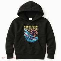 Santa Cruz California Summer Surfing Bigfoot Shark Kids Hoodie thumb 0