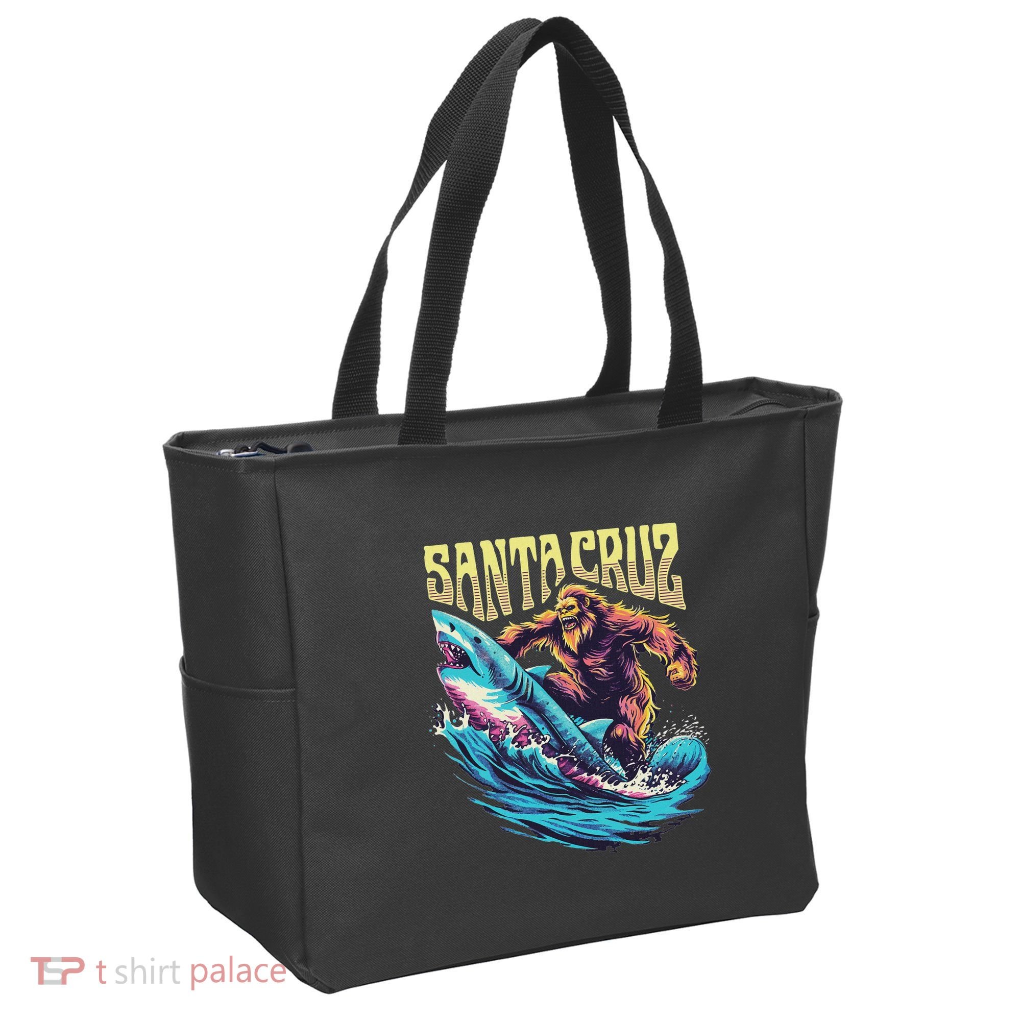 Santa Cruz California Summer Surfing Bigfoot Shark Tote Bag