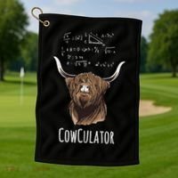 Scottisch Cow Cowculator Scottish Highland Cattle Golf Towel thumb 1