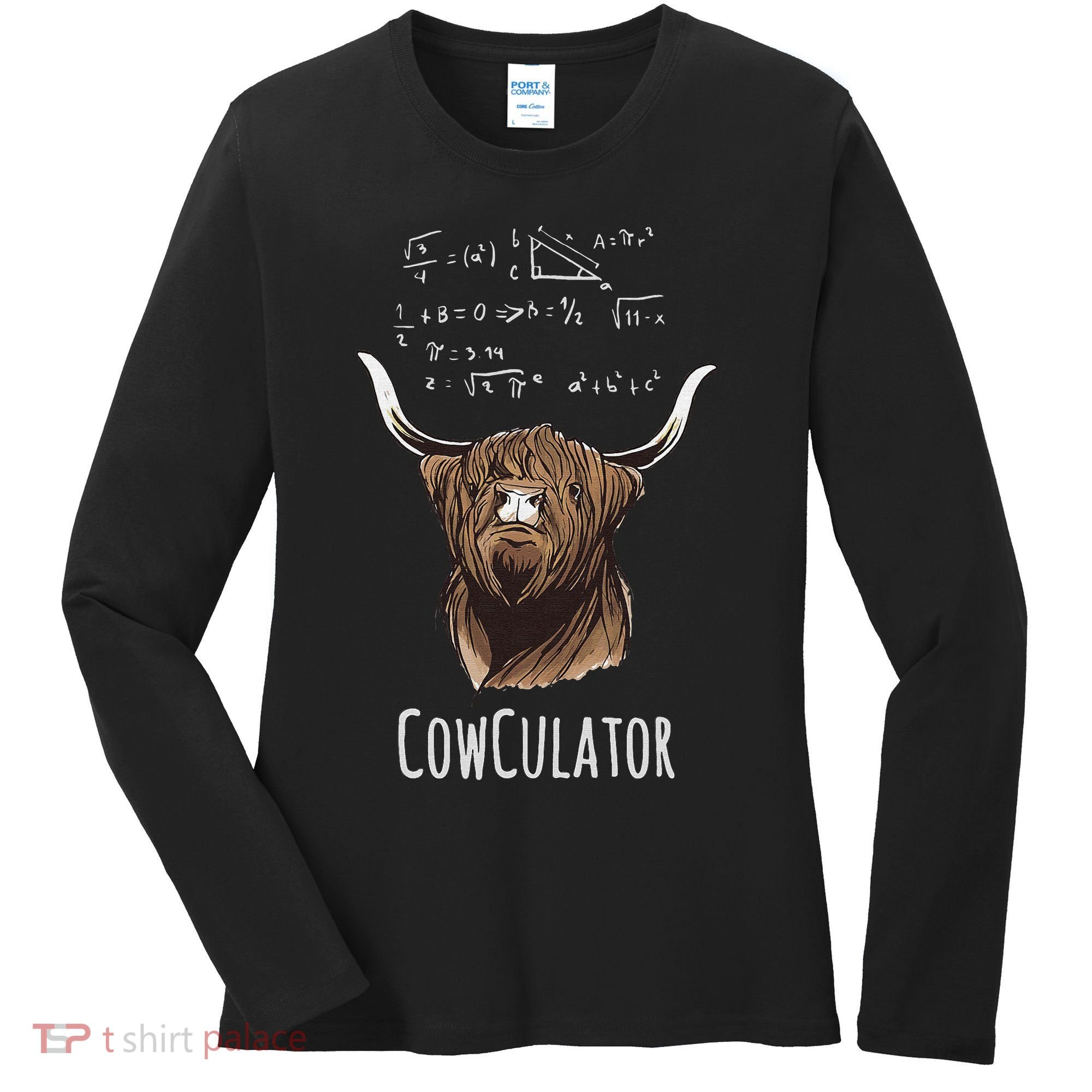 Scottisch Cow Cowculator Scottish Highland Cattle Women's Long Sleeve Shirt