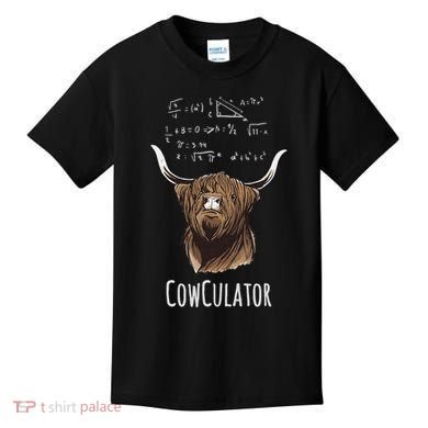 Scottisch Cow Cowculator Scottish Highland Cattle Kids T-Shirt