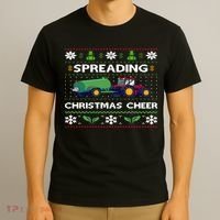 Spreading Christmas Cheer Farm Tractor Farmer T-Shirt thumb 3