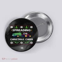 Spreading Christmas Cheer Farm Tractor Farmer Button thumb 0