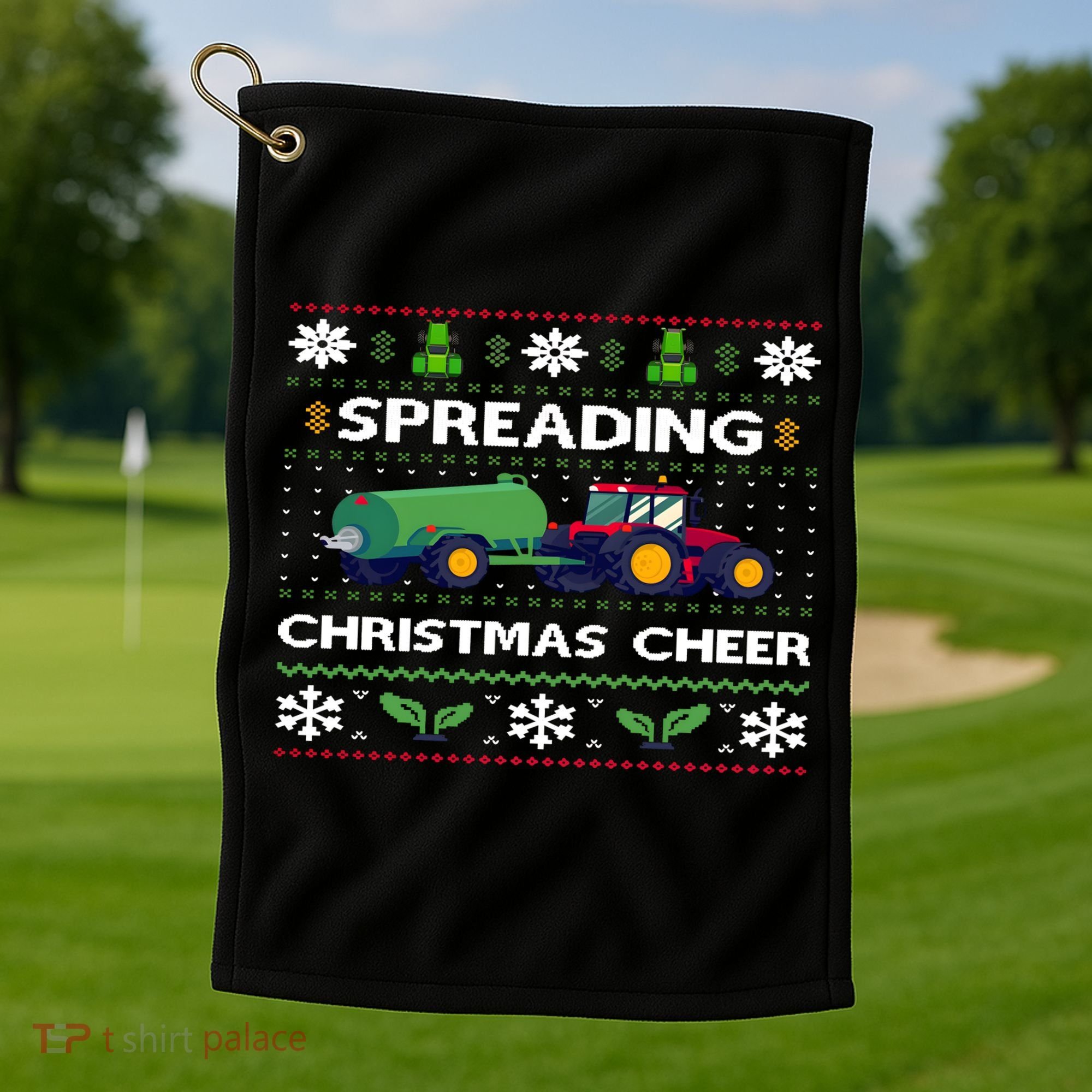 Spreading Christmas Cheer Farm Tractor Farmer Golf Towel