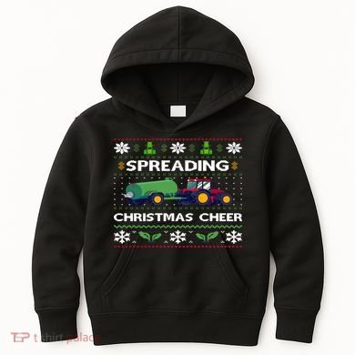 Spreading Christmas Cheer Farm Tractor Farmer Kids Hoodie