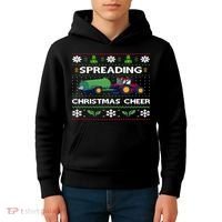 Spreading Christmas Cheer Farm Tractor Farmer Kids Hoodie thumb 4