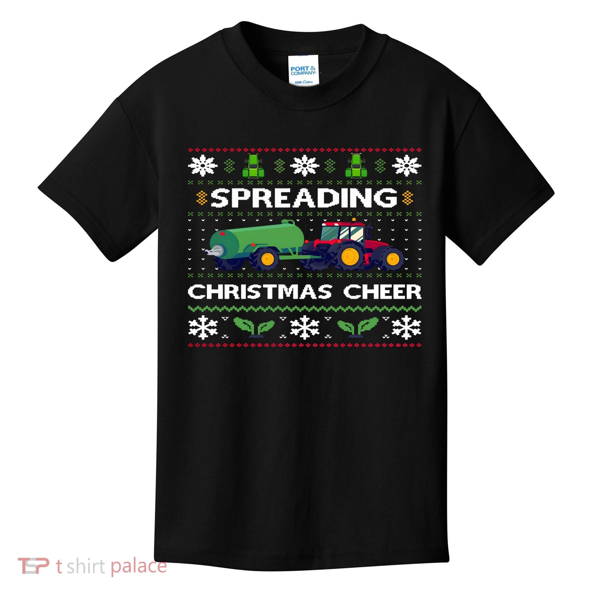Spreading Christmas Cheer Farm Tractor Farmer Kids T-Shirt