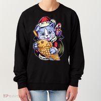 Santa Claus Christmas Cat Bringing Goldfish Women's Sweatshirt thumb 0