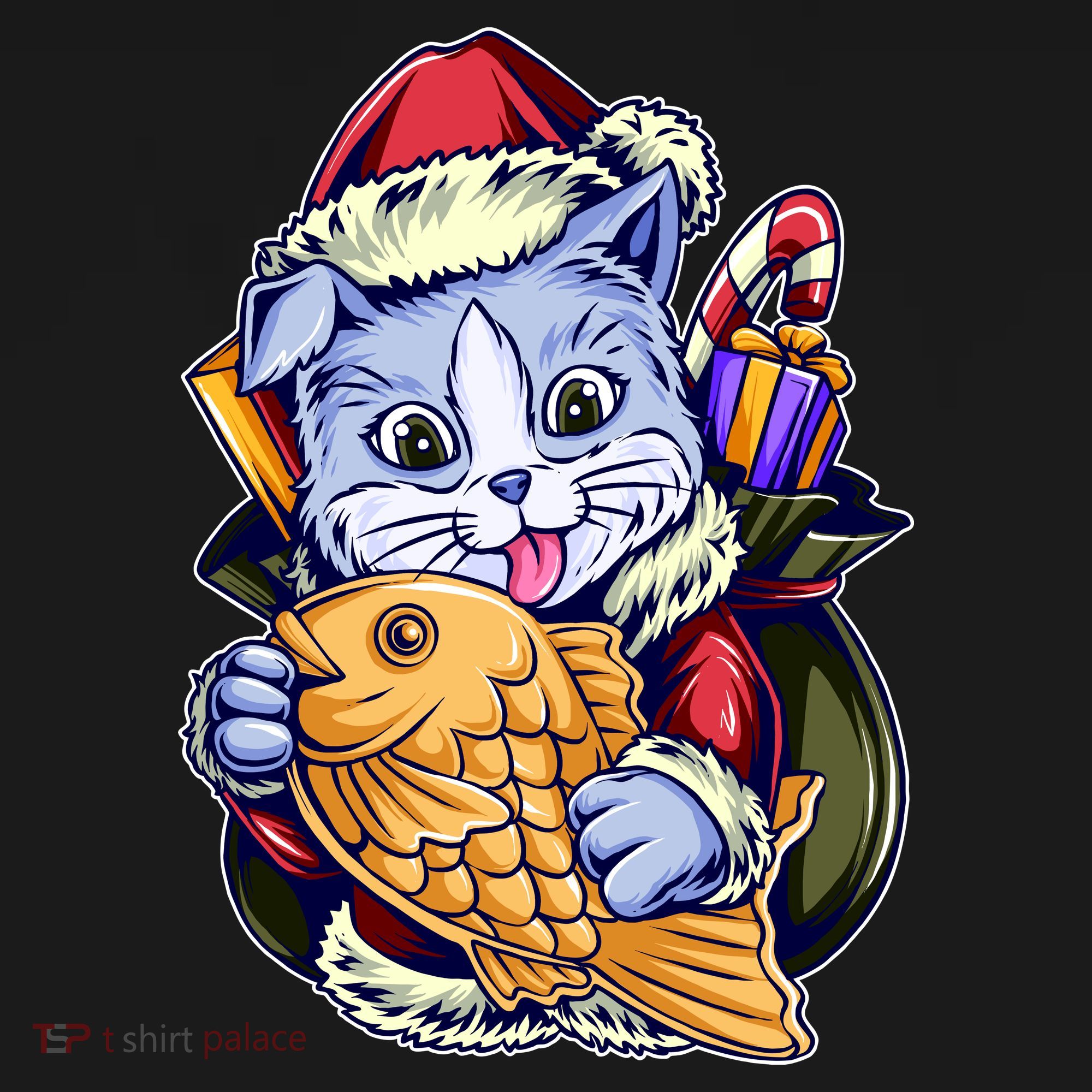 Santa Claus Christmas Cat Bringing Goldfish Backpack