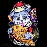Santa Claus Christmas Cat Bringing Goldfish Coffee Mug thumb 5