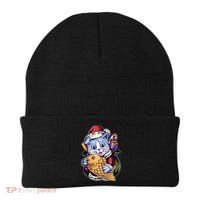 Santa Claus Christmas Cat Bringing Goldfish Beanie thumb 0