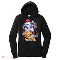 Santa Claus Christmas Cat Bringing Goldfish Women's Hoodie thumb 0