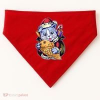 Santa Claus Christmas Cat Bringing Goldfish USA-Made Doggie Bandana thumb 0