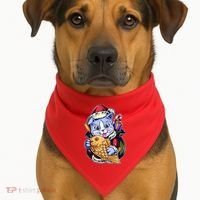 Santa Claus Christmas Cat Bringing Goldfish USA-Made Doggie Bandana thumb 1
