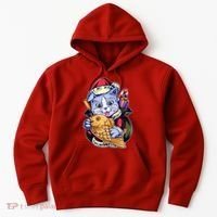 Santa Claus Christmas Cat Bringing Goldfish Hoodie thumb 0